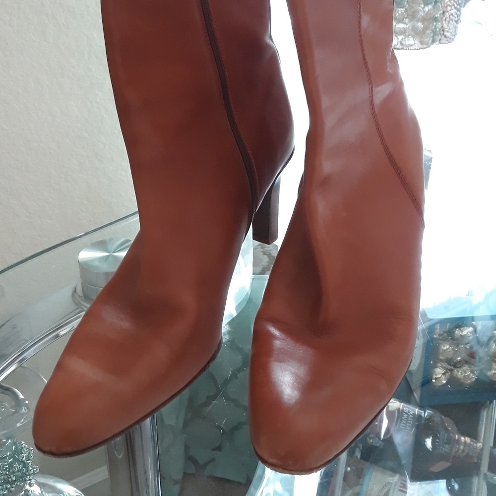 Anne Klein Leather Cognac Boots